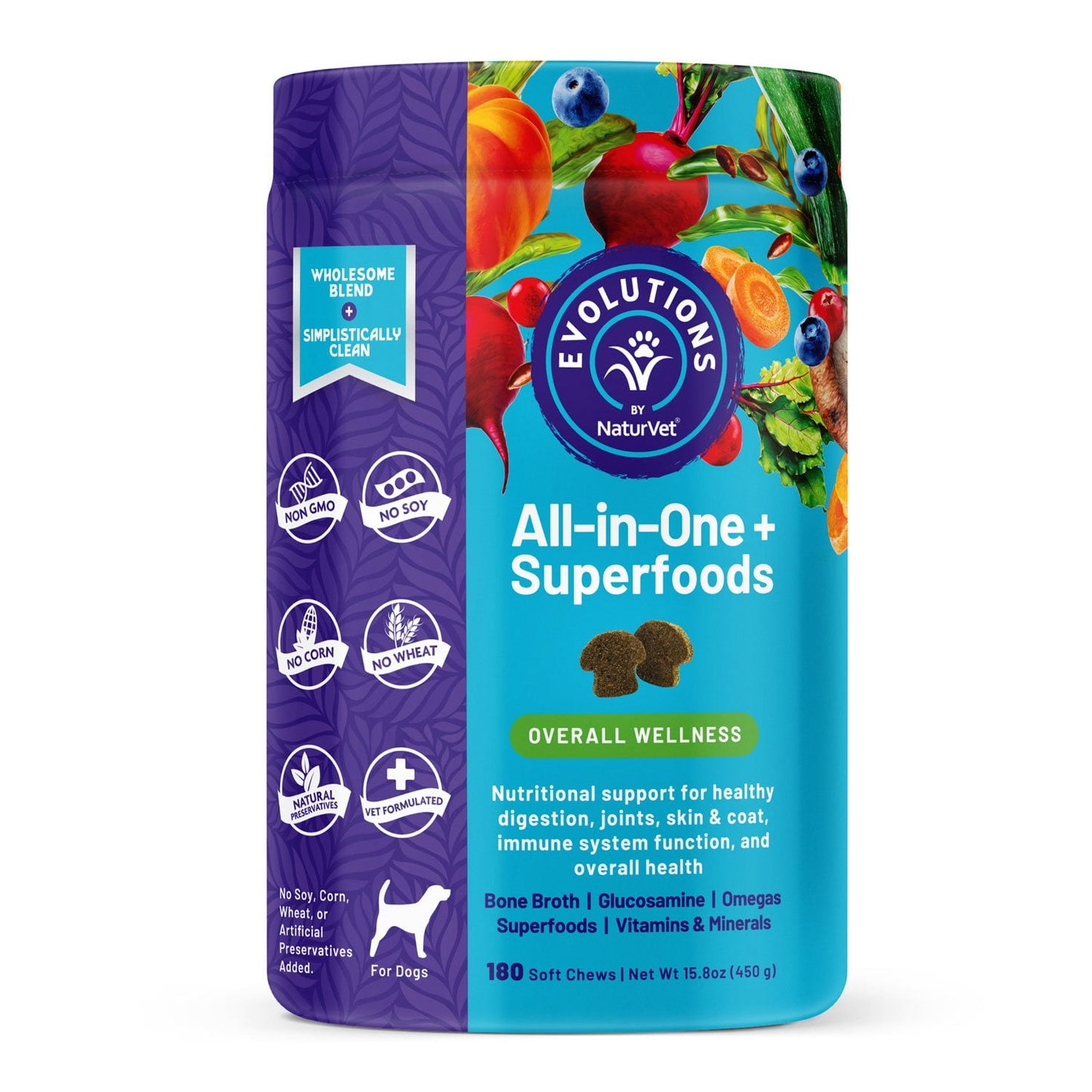 Evolutions by NaturVet All-in-One Plus Superfoods Soft Chews for Dogs 180 ct