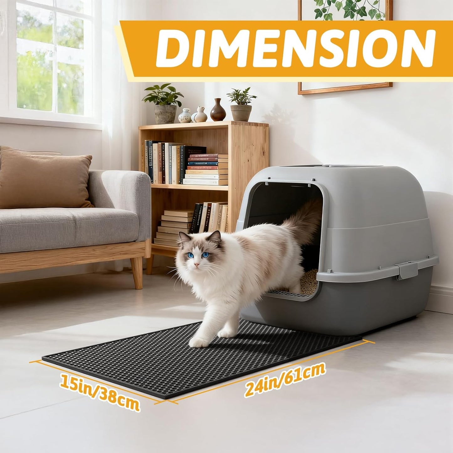Cat Litter Mat Double Layer Waterproof Urine Proof Trapping Gray Mat 1 Pack (24x15 Inch (Pack of 1)