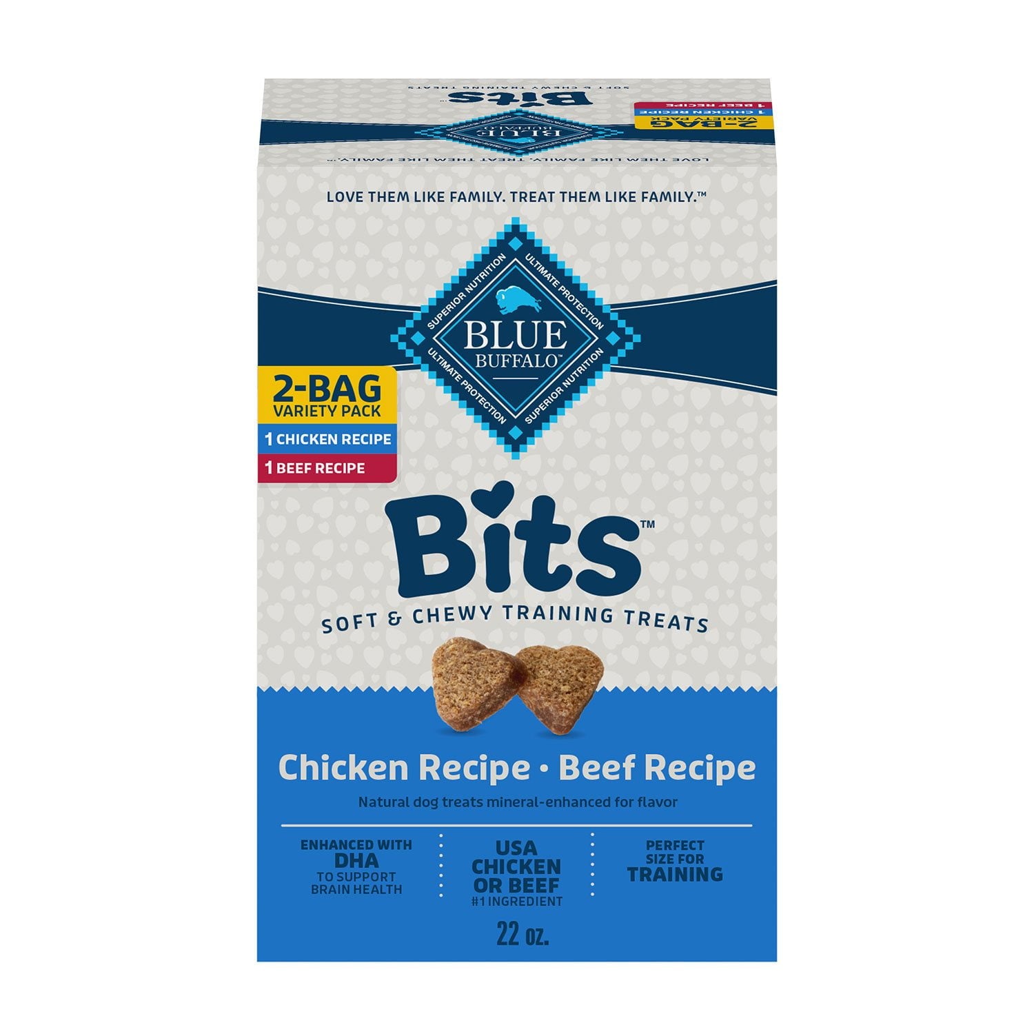 Blue Buffalo Blue Bits Chicken Beef Variety Pack Training Treats 11 oz 2 ct