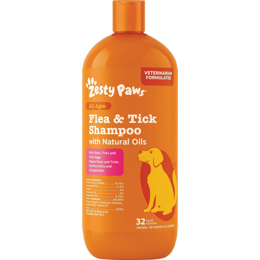 Zesty Paws Flea Tick Shampoo for Dogs 32oz