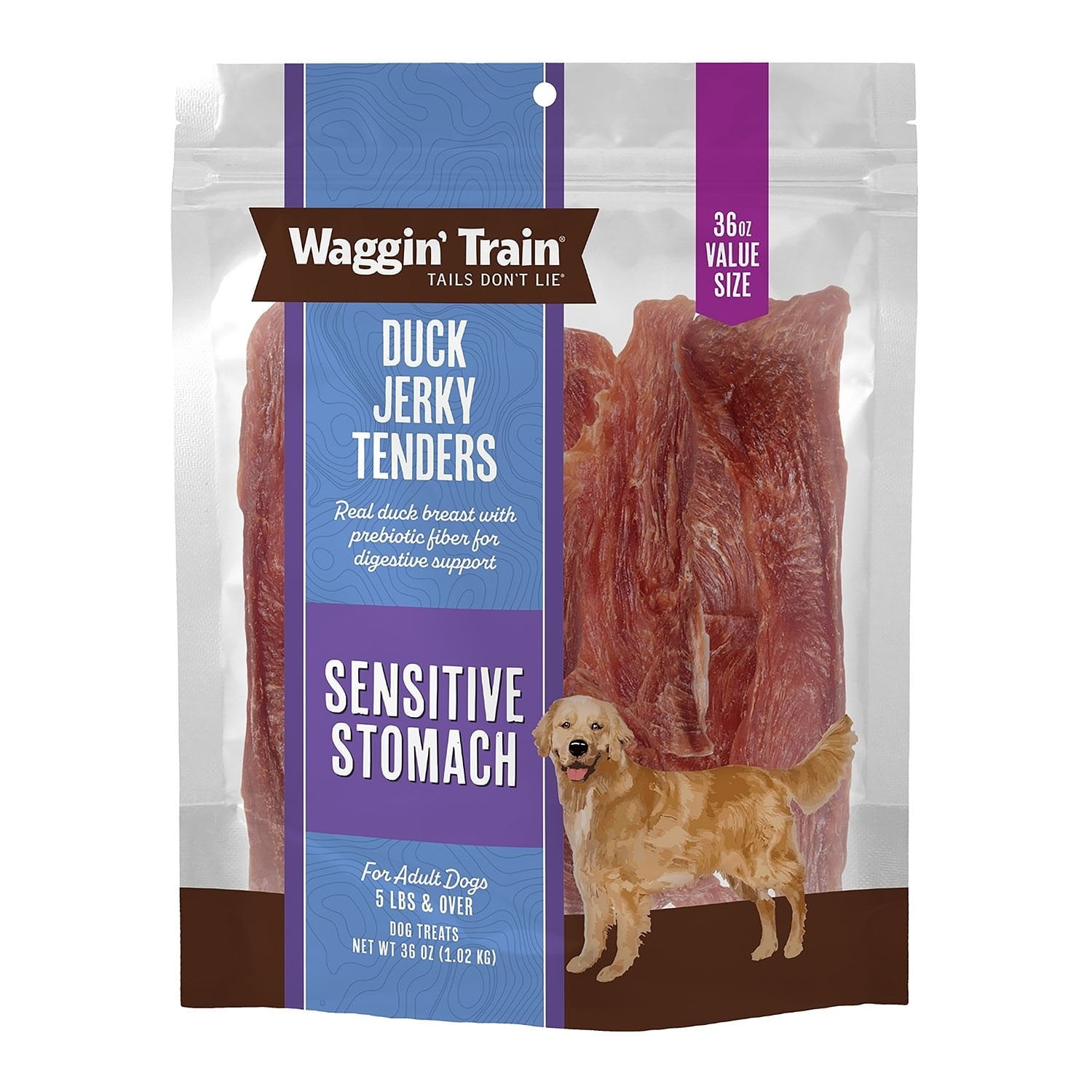 Waggin Train Duck Jerky Dog Treats Sensitive Stomach 36 oz