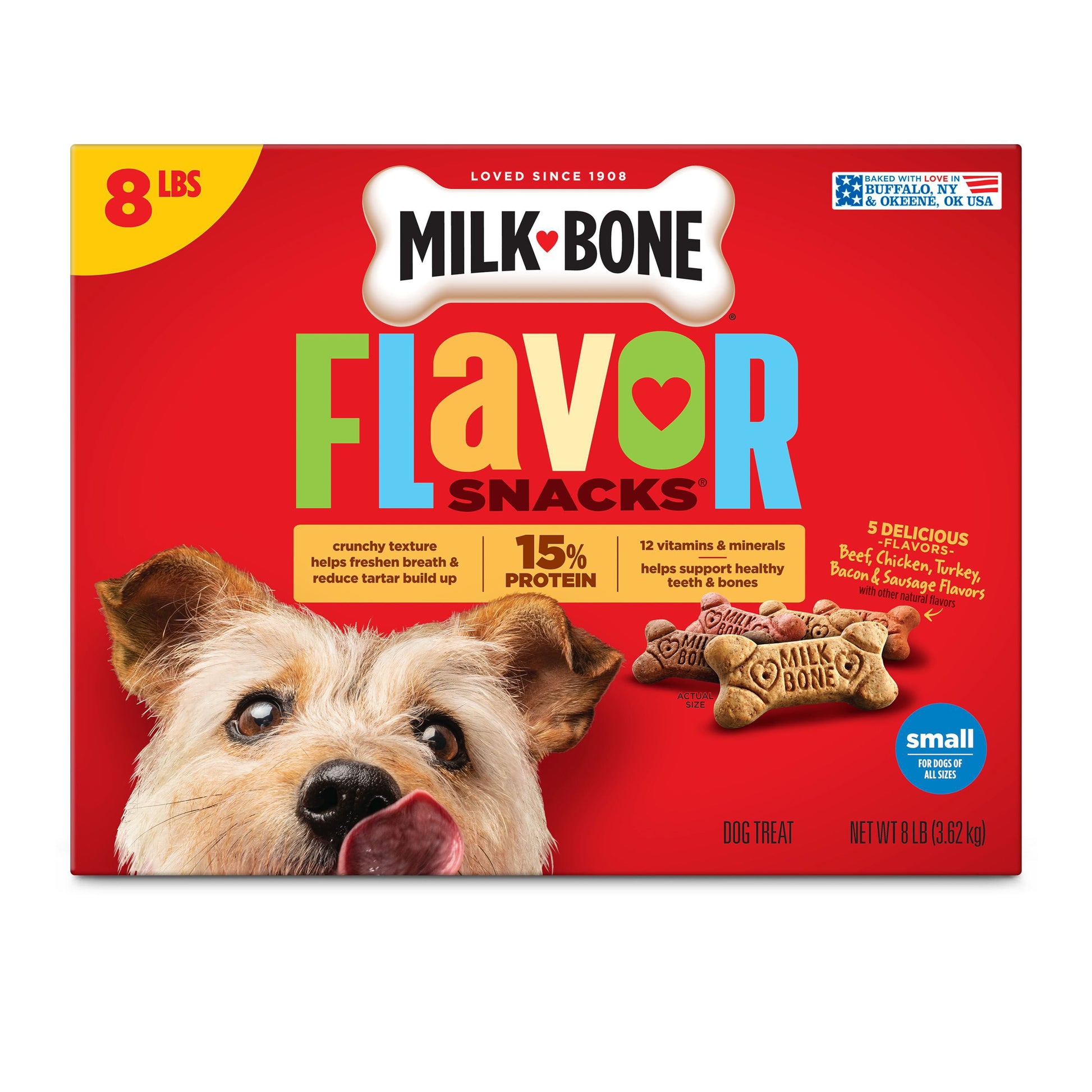 Milk-Bone Flavor Snacks Variety Pack Small Crunchy Dog Biscuits 8 lbs