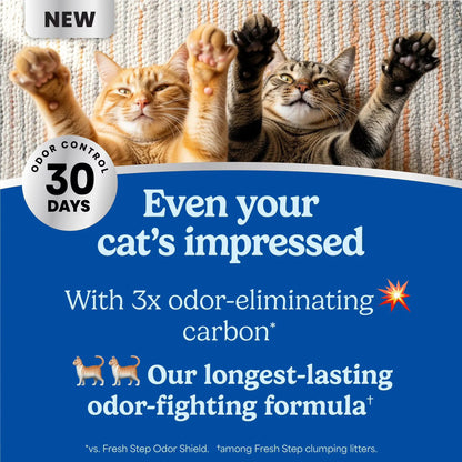 Fresh Step Heavy Duty Odor Block Multi-Cat Clumping Cat Litter with Febreze Freshness, 42 lb