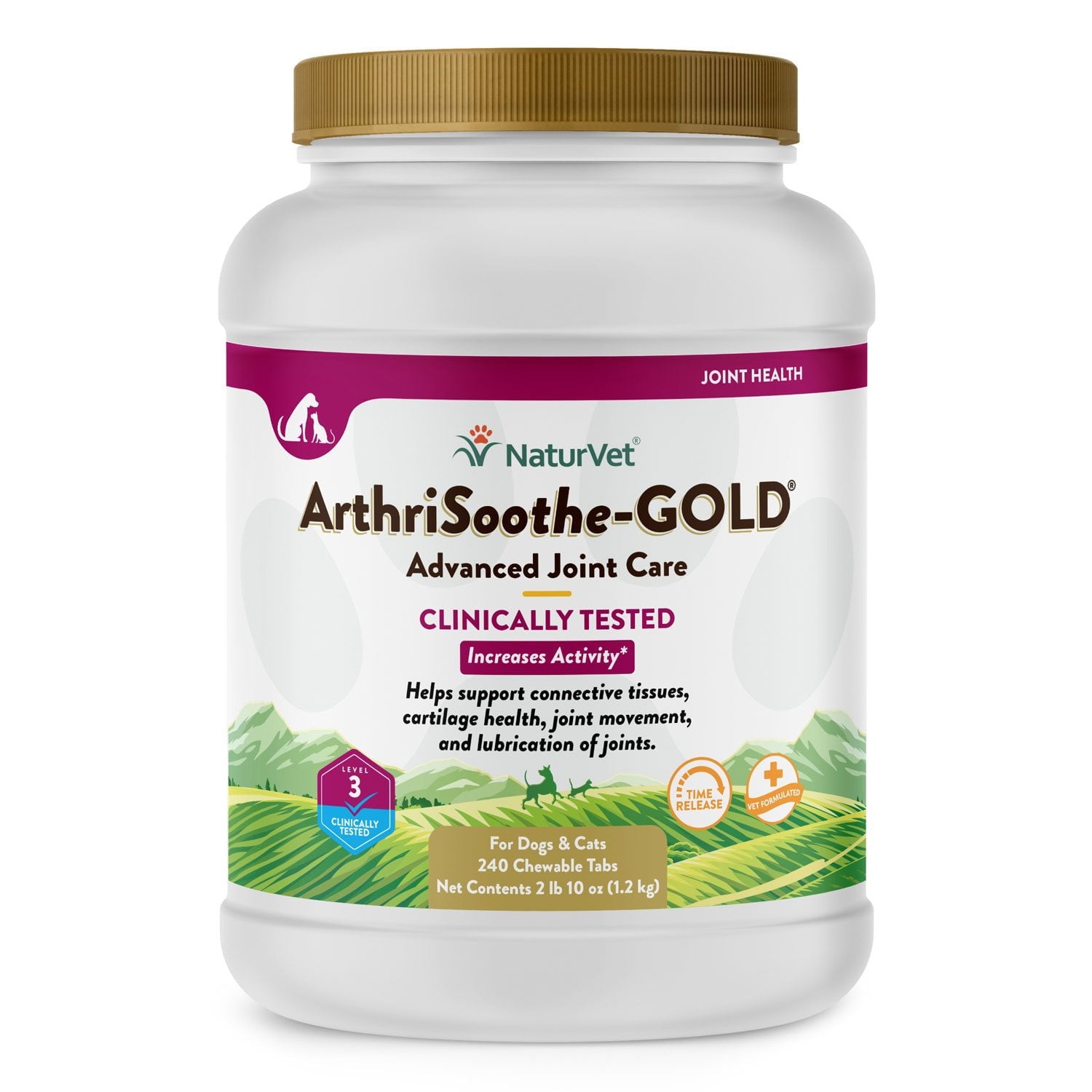 NaturVet ArthriSoothe-GOLD Level 3 Advanced Joint Care Soft Chews for Dogs and Cats, 240 ct.