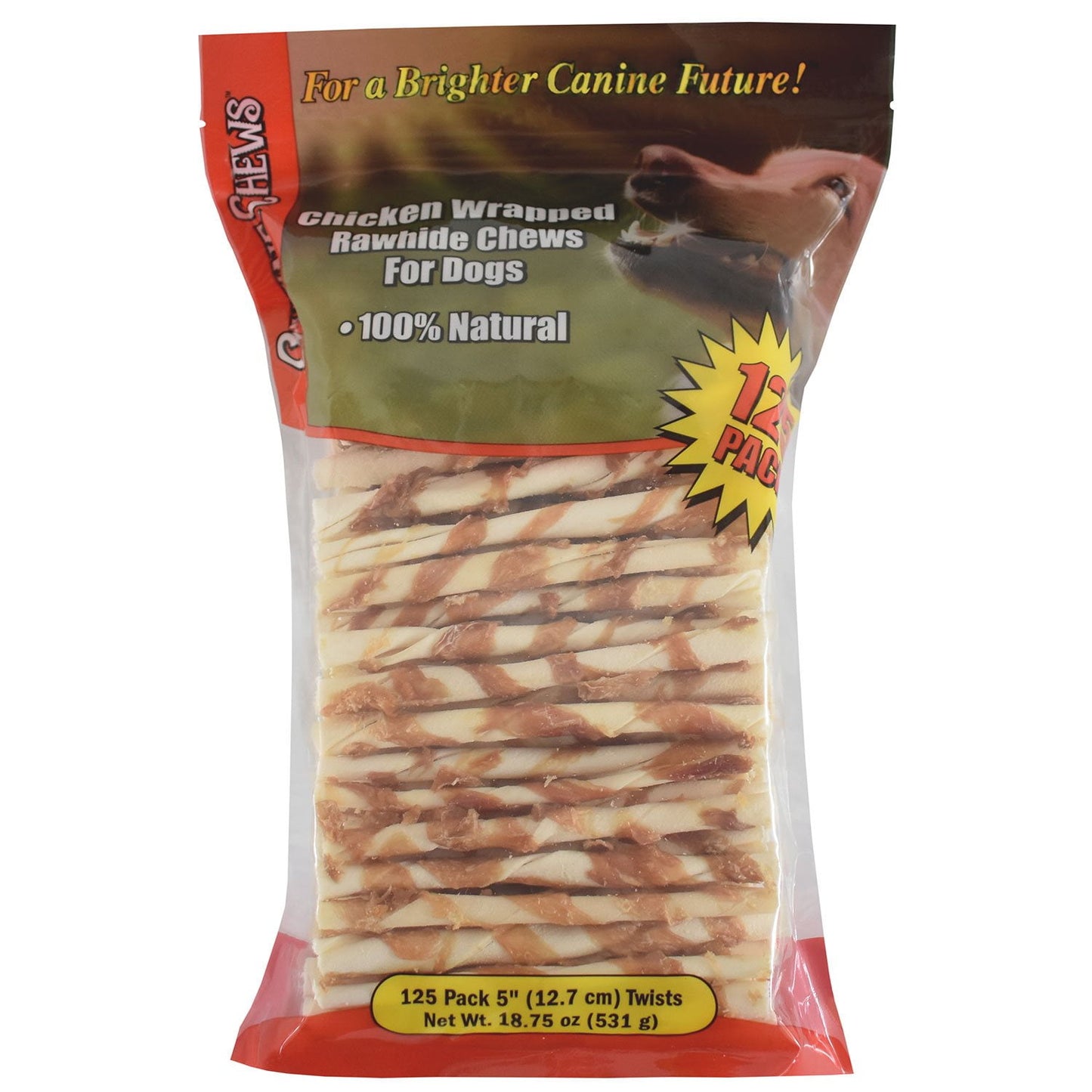 Canine Chews Chicken-Wrapped Rawhide Chews for Dogs 125 ct
