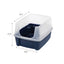 High Sided Open Top Cat Litter Box with Scoop, Navy