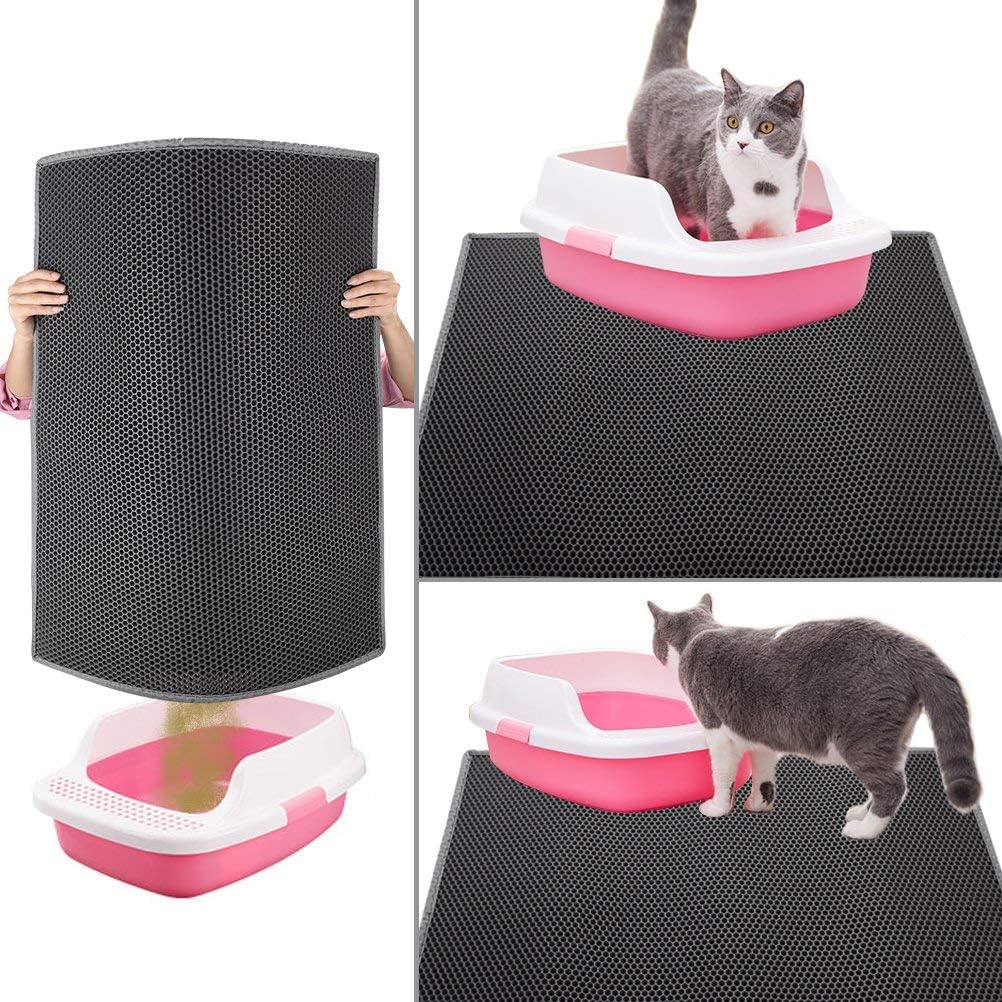 Cat Litter Mat Double Layer Waterproof Urine Proof Trapping Black Mat 1 Pack (24x15 Inch (Pack of 1)