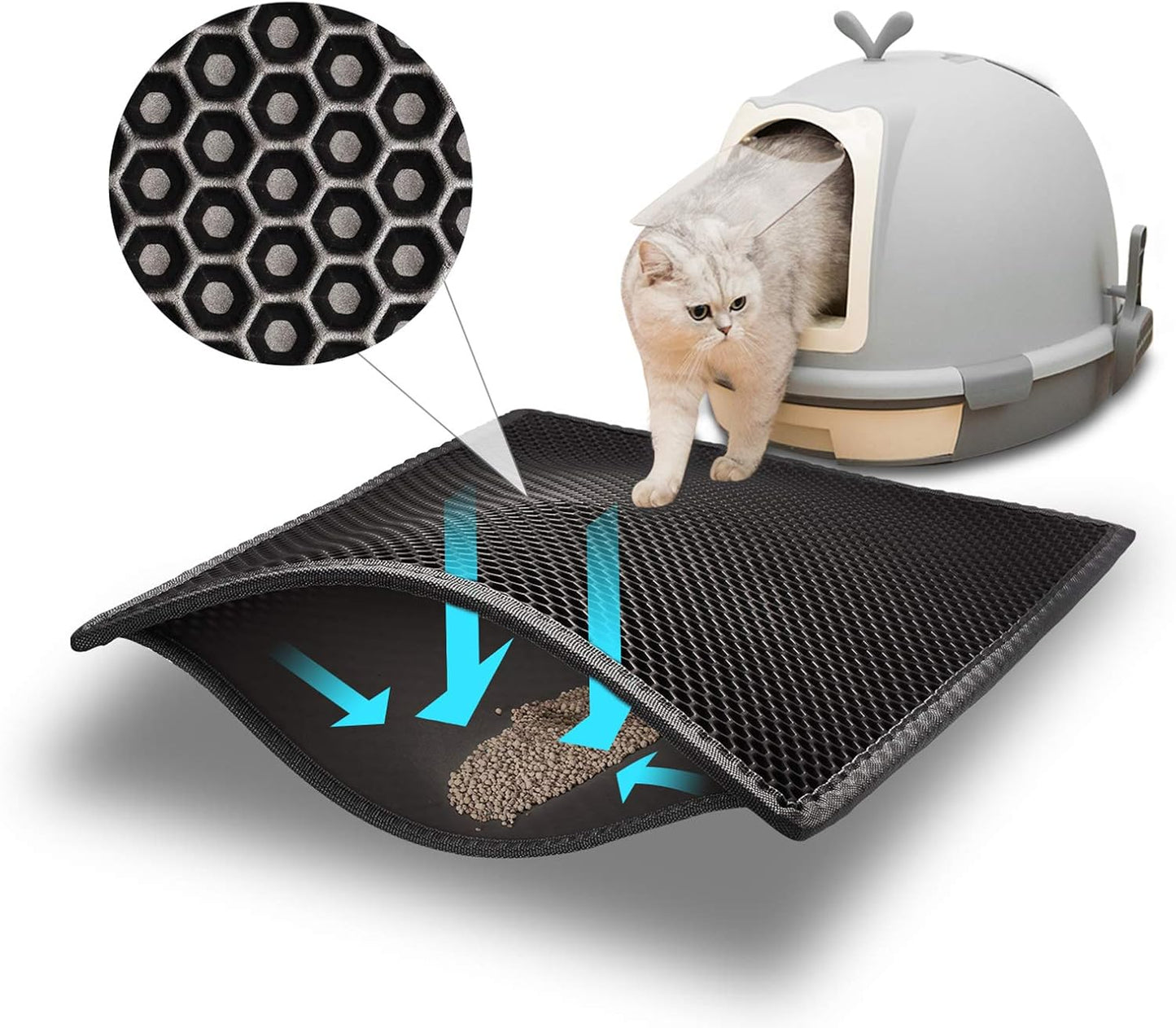 Cat Litter Mat Double Layer Waterproof Urine Proof Trapping Black Mat 1 Pack (24x15 Inch (Pack of 1)
