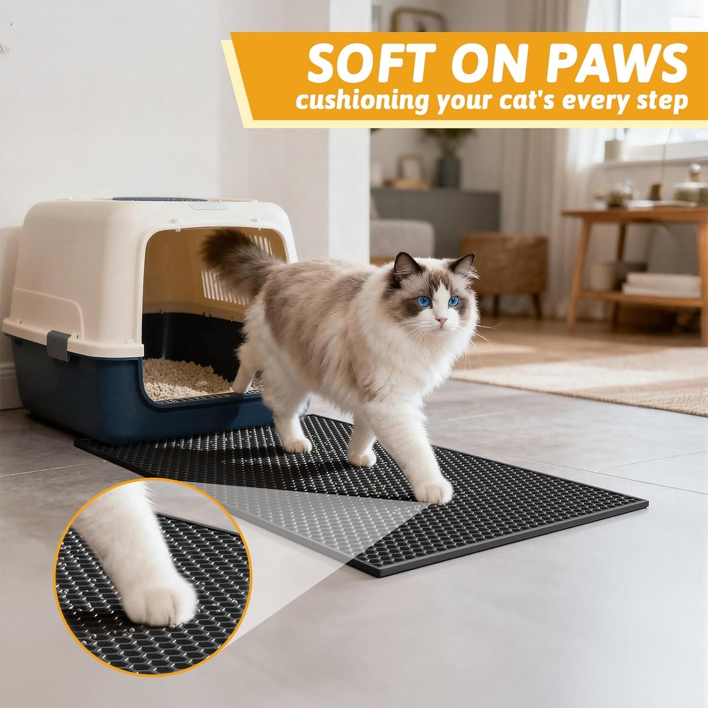 Cat Litter Mat Double Layer Waterproof Urine Proof Trapping Black Mat 1 Pack (24x15 Inch (Pack of 1)