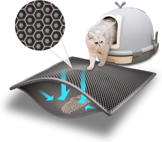 Cat Litter Mat Double Layer Waterproof Urine Proof Trapping Black Mat 1 Pack (24x15 Inch (Pack of 1)