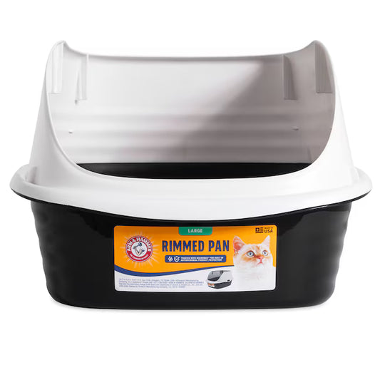 Arm & Hammer Rimmed Cat Litter Box with High Sides and Microban, Made in USA