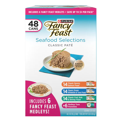 Purina Fancy Feast Variety Seafood Pack, Wet Cat Food, 48 ct., 3 oz