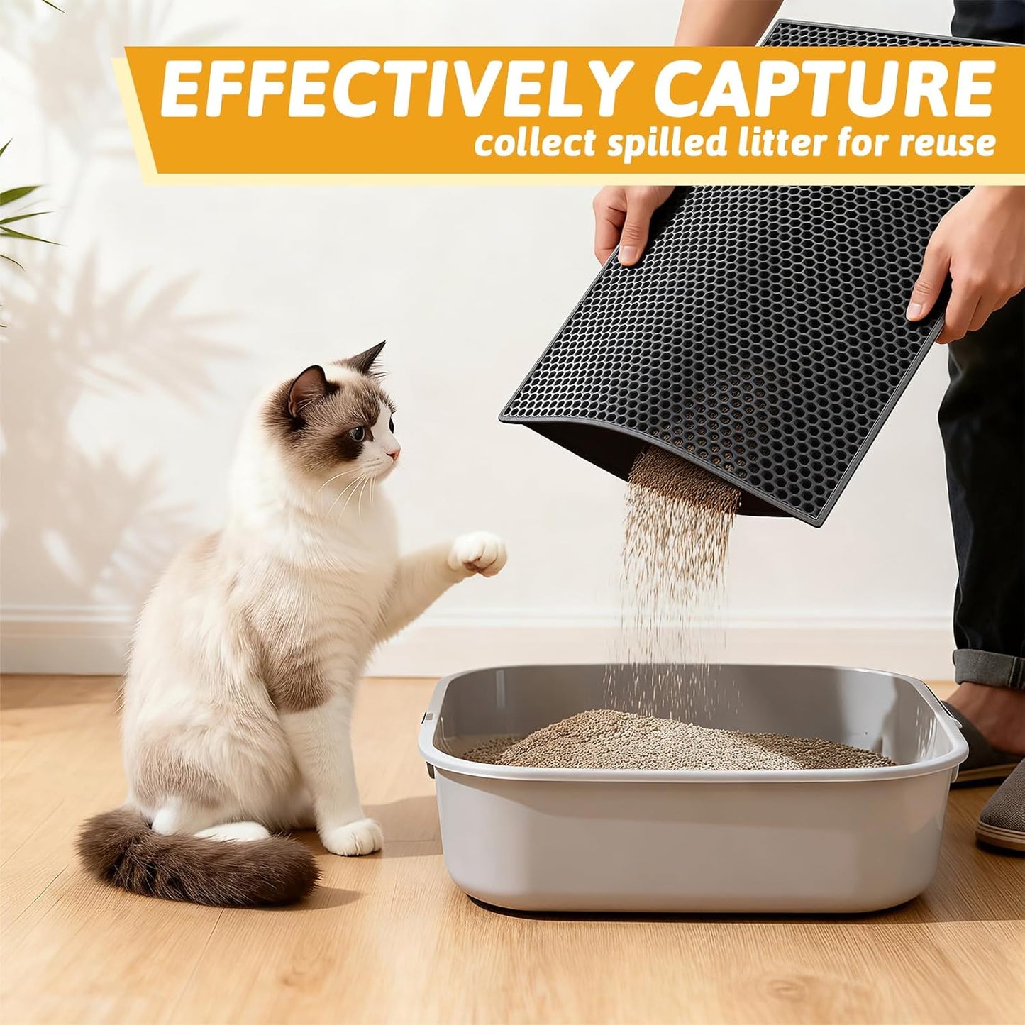 Cat Litter Mat Double Layer Waterproof Urine Proof Trapping Black Mat 1 Pack (24x15 Inch (Pack of 1)