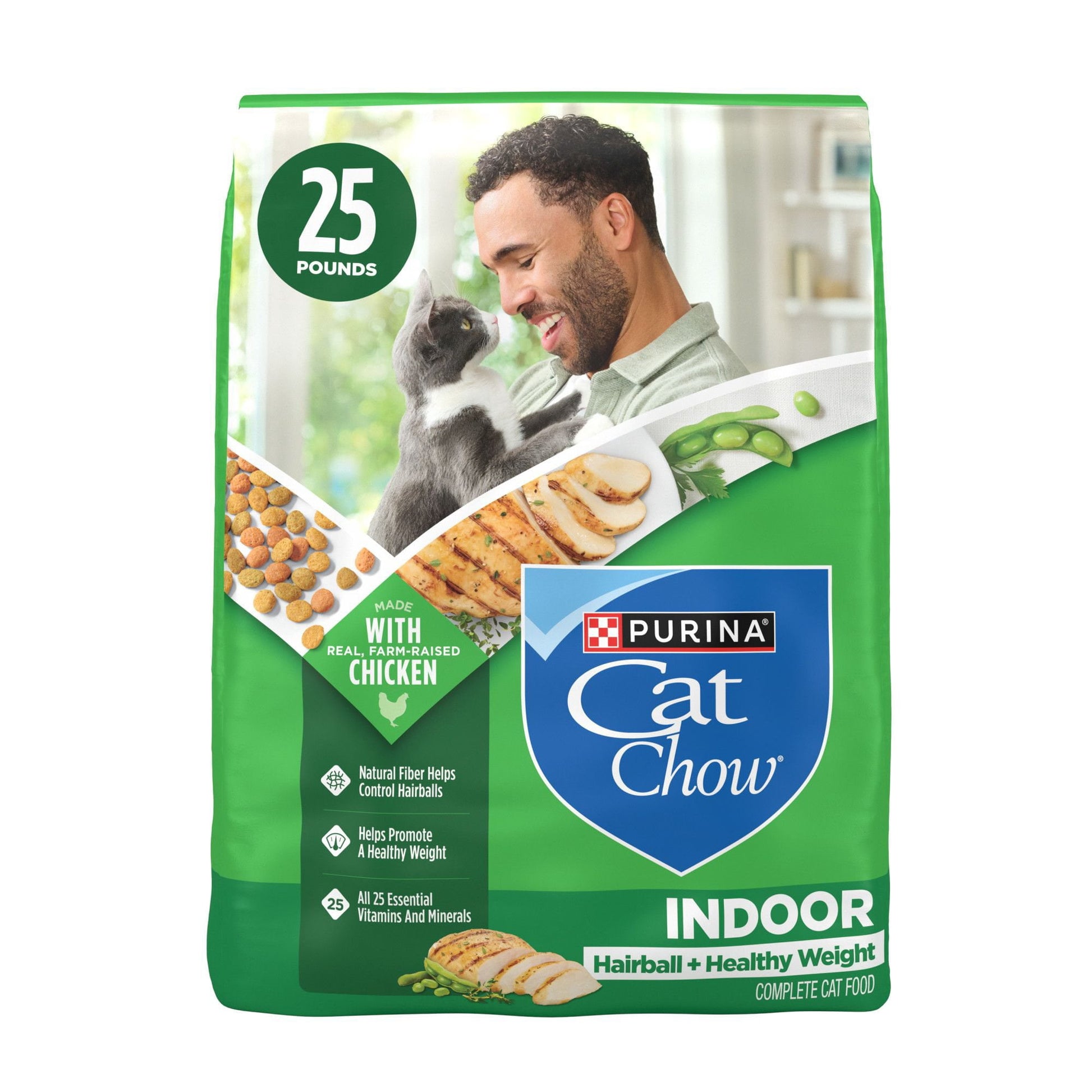 Purina Cat Chow Chicken Indoor Adult Dry Cat Food Hairball and Healthy Weight 25 lbs