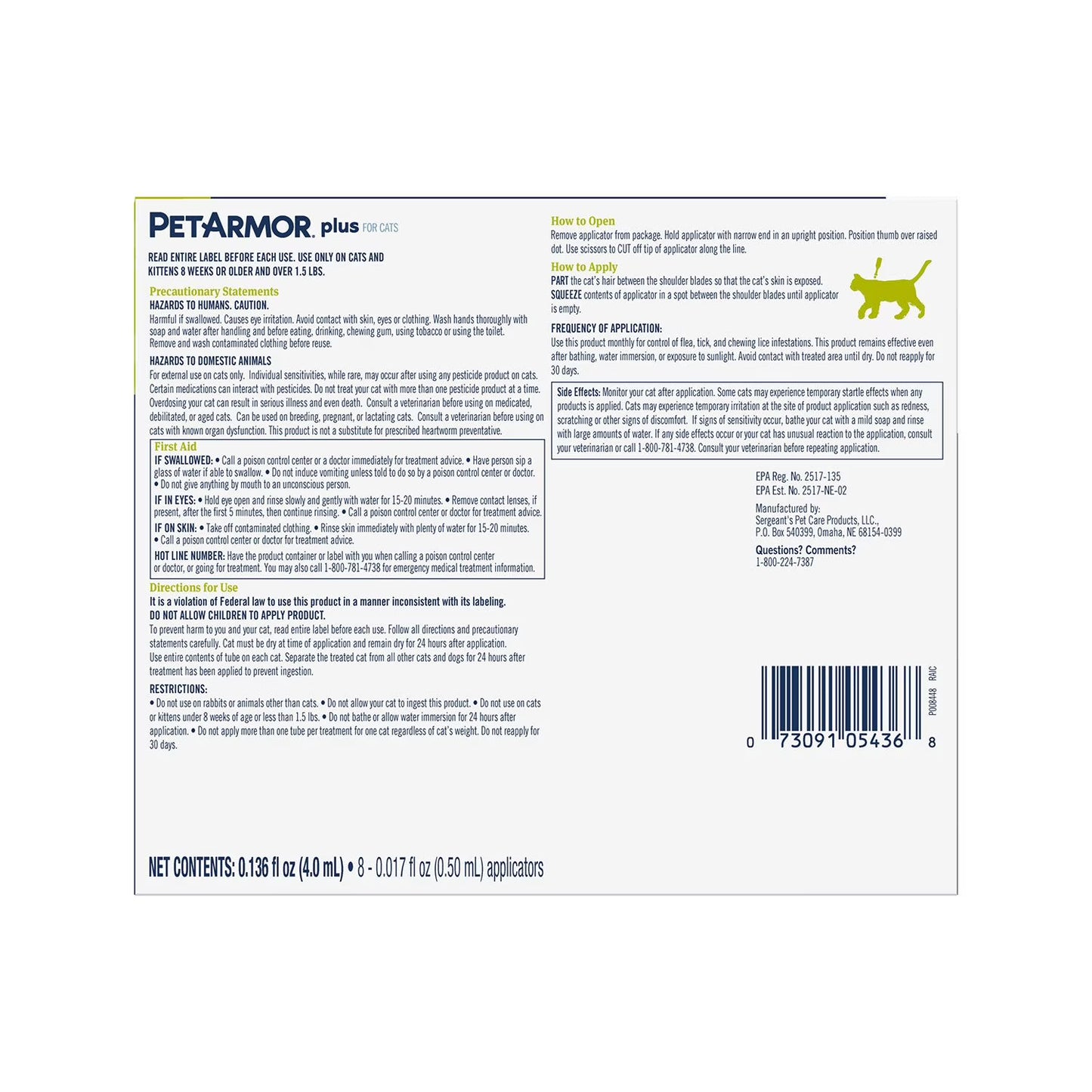 PetArmor Plus Flea & Tick Protection for Cats, 8-Month Supply