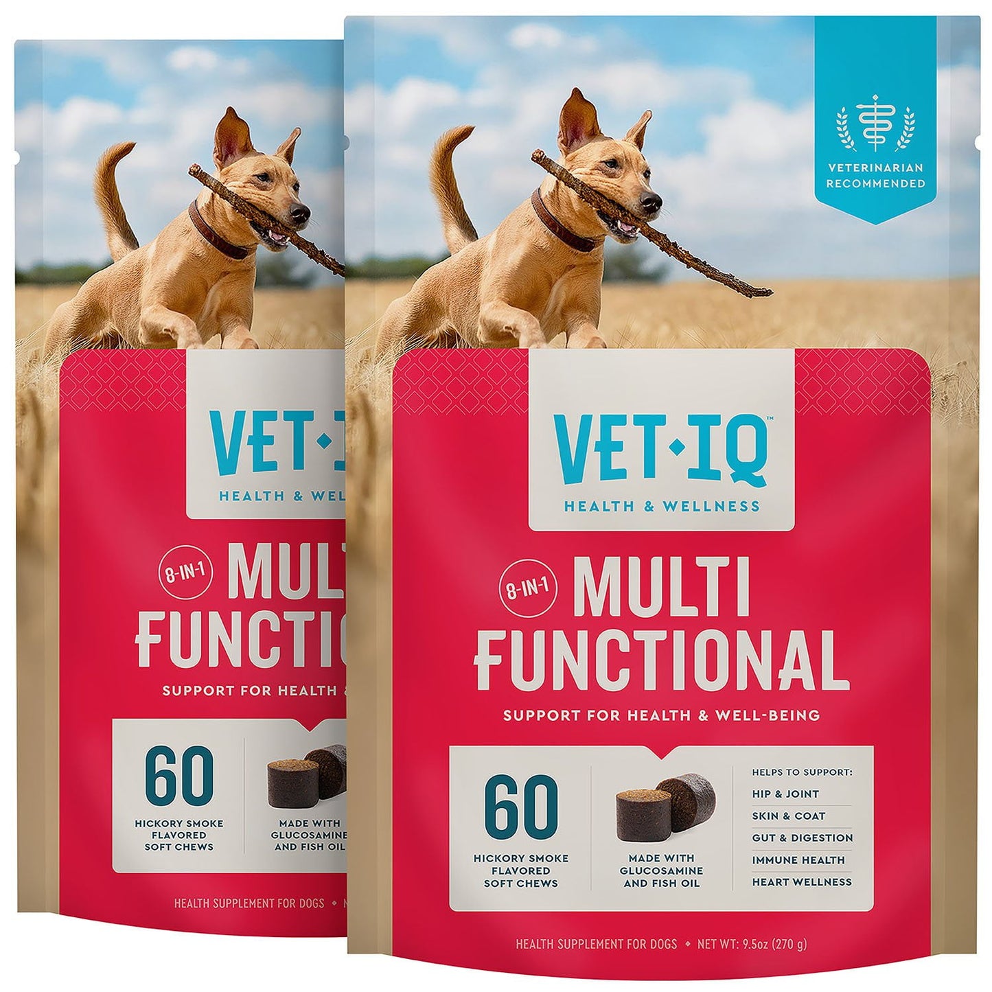 VETIQ 8-In-1 Multi-Benefit Soft Dog Chews Hickory Smoke 60ct 2pk