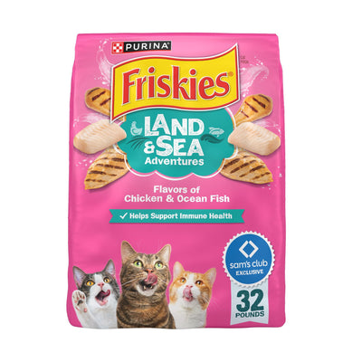 Friskies Land and Sea Adventures Chicken and Ocean Fish Flavored Adult Dry Cat Food 32 lbs