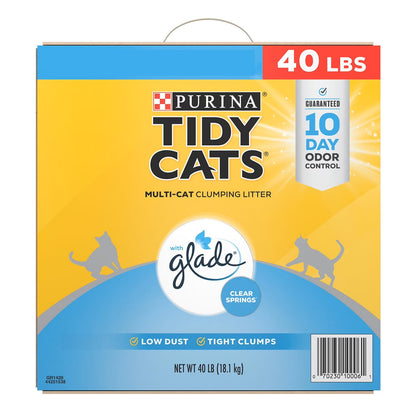 Purina Tidy Cats Multi-Cat Clumping Litter, Clear Springs Scent, 40 lbs.