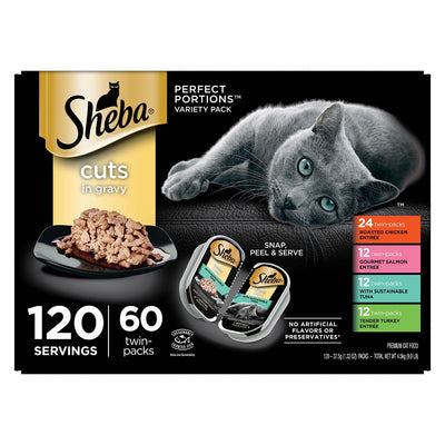 Sheba Perfect Portions Cuts in Gravy Adult Variety Wet Cat Food 60 ct