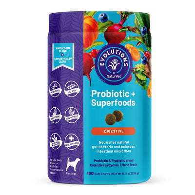 Evolutions by NaturVet Probiotic Plus Superfoods Soft Chews for Dogs 180 ct