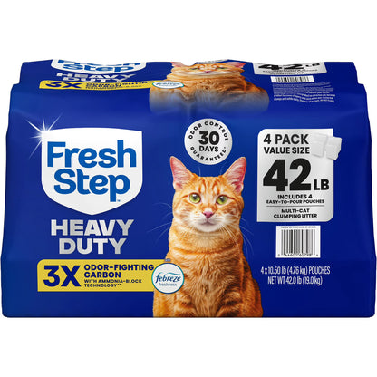 Fresh Step Heavy Duty Odor Block Multi-Cat Clumping Cat Litter with Febreze Freshness, 42 lb