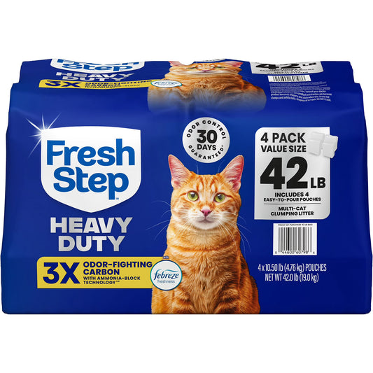Fresh Step Heavy Duty Multi Cat Clumping Litter with Febreze Freshness, 42 lbs