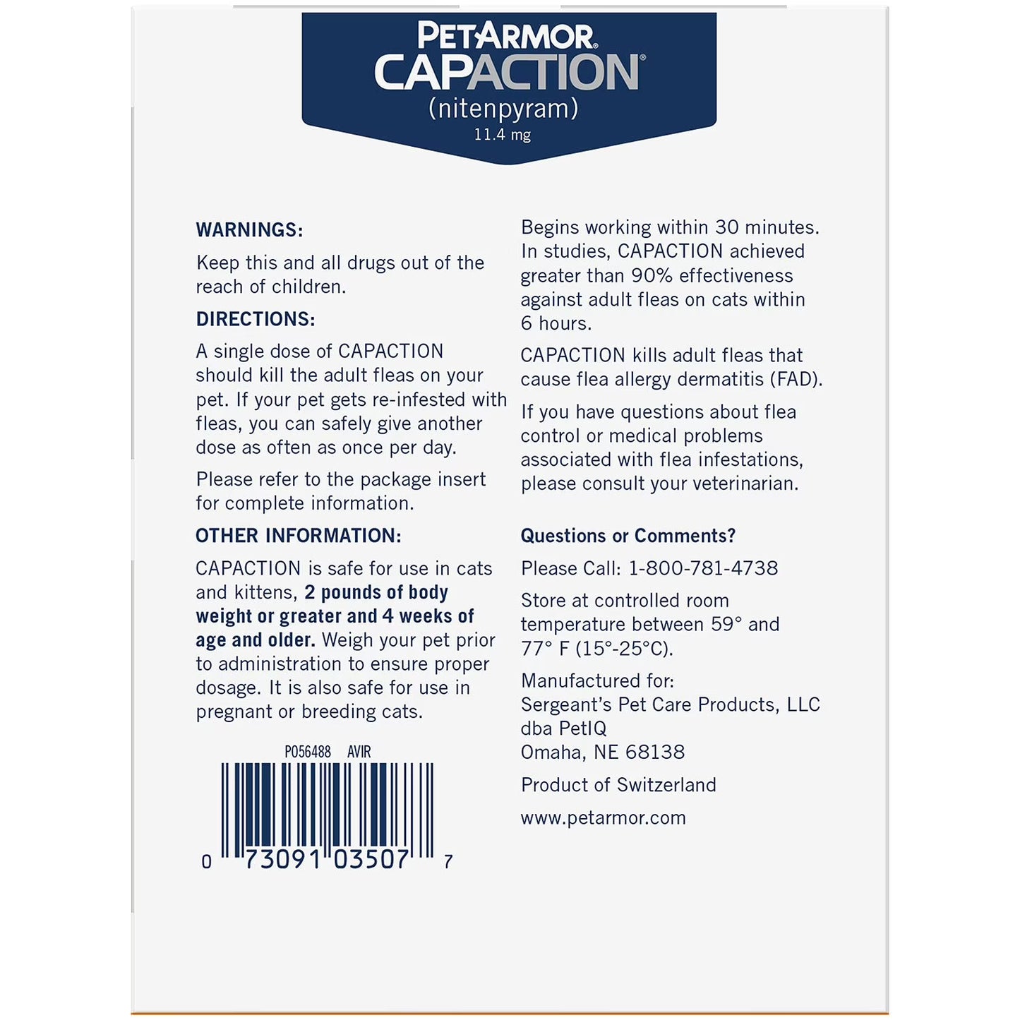 PetArmor CapAction Oral Flea Treatment for Cats, 2-25 lbs., 12 tabs