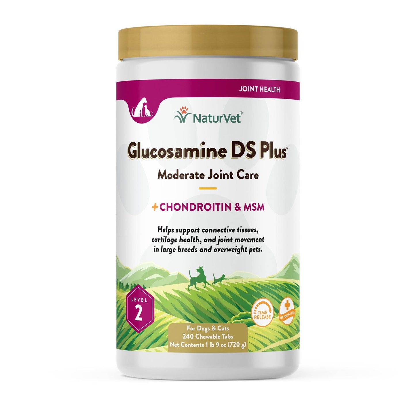 NaturVet Glucosamine-DS Plus Level 2 Time Release Tablets for Dogs or Cats 240 ct