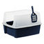 High Sided Open Top Cat Litter Box with Scoop, Navy
