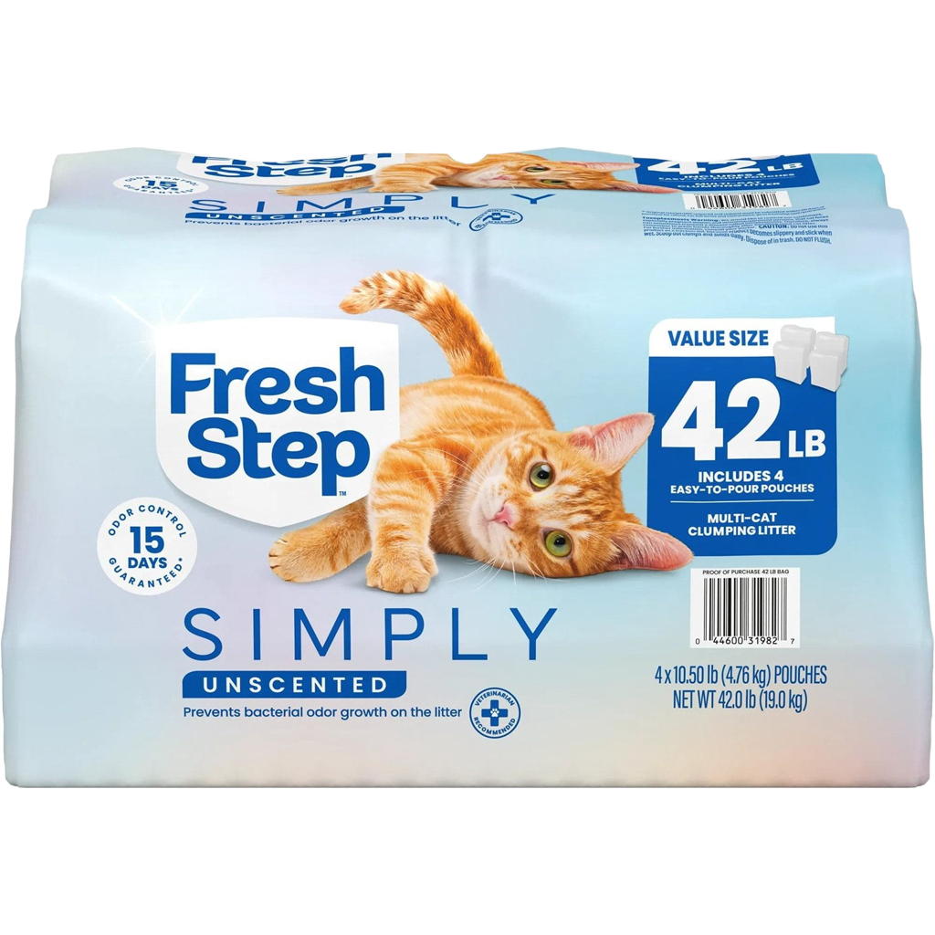 Fresh Step Simply Unscented Multi-Cat Clumping Cat Litter, 42 lb